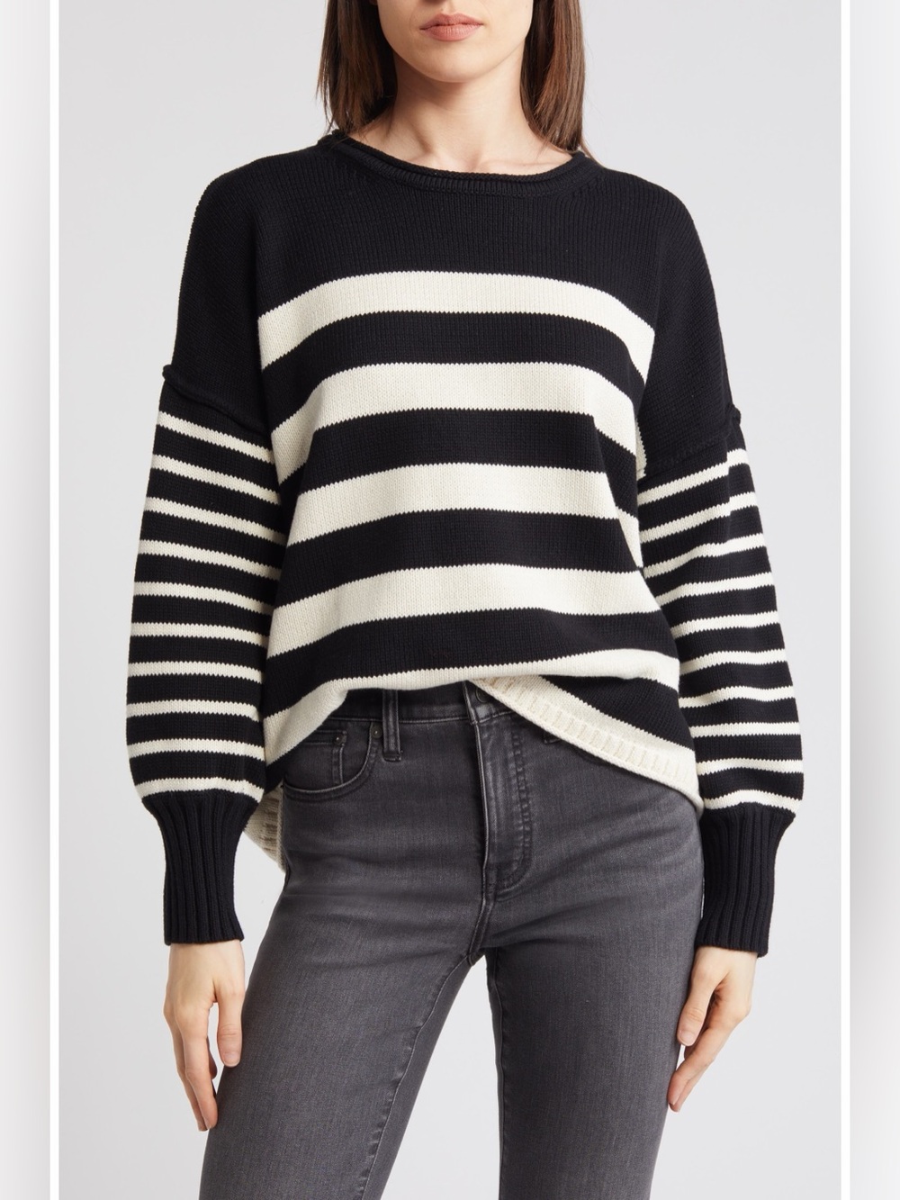 Madewell Conway Mixed Stripe Pullover size L